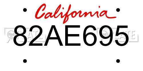 82AE695 California License Plate
