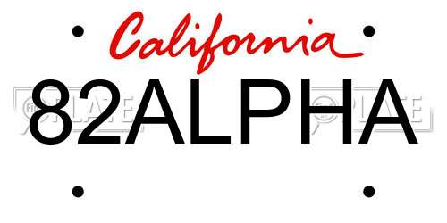 82ALPHA California License Plate