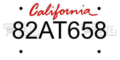 82AT658 California License Plate