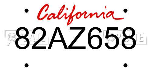 82AZ658 California License Plate