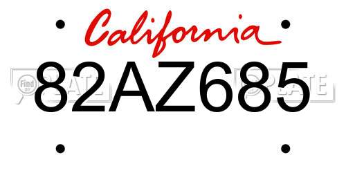 82AZ685 California License Plate