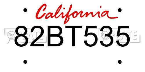 82BT535 California License Plate