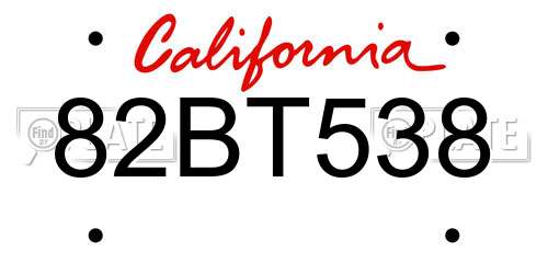 82BT538 California License Plate