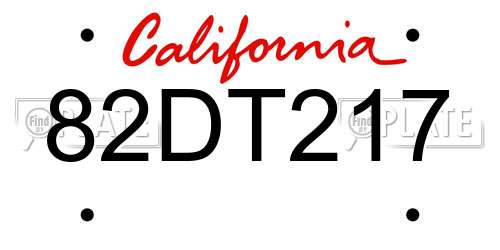 82DT217 California License Plate