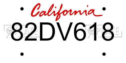 82DV618 California License Plate