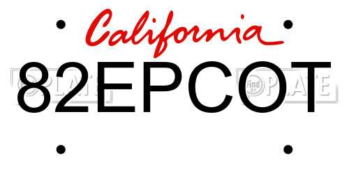 82EPCOT California License Plate