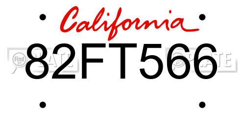 82FT566 California License Plate