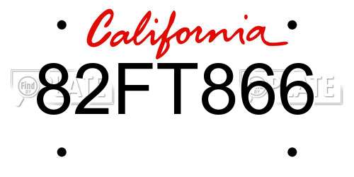 82FT866 California License Plate