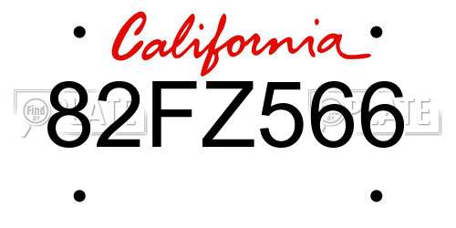 82FZ566 California License Plate