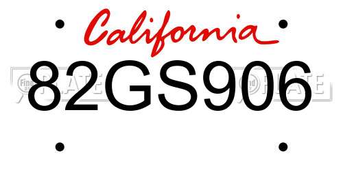 82GS906 California License Plate