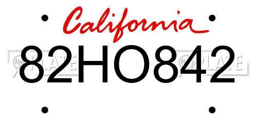 82HO842 California License Plate