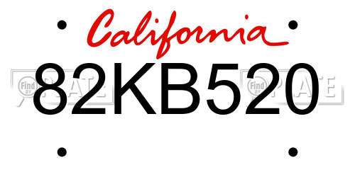 82KB520 California License Plate
