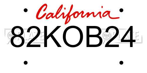 82KOB24 California License Plate