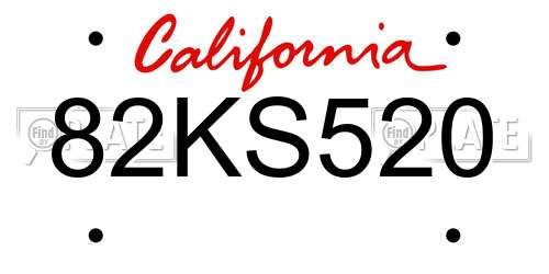 82KS520 California License Plate