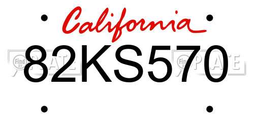 82KS570 California License Plate