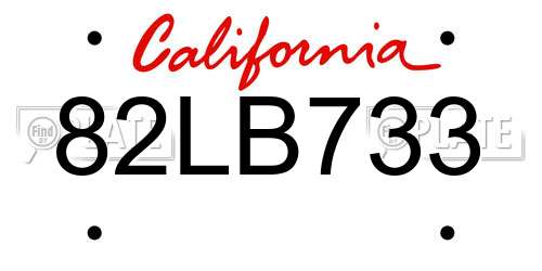 82LB733 California License Plate