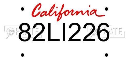 82LI226 California License Plate