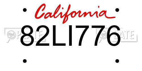 82LI776 California License Plate