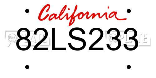 82LS233 California License Plate