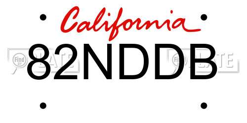 82NDDB California License Plate