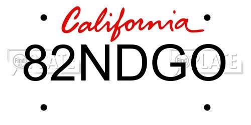 82NDGO California License Plate
