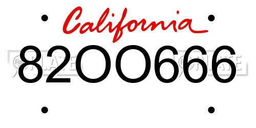 82OO666 California License Plate