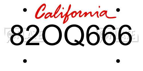 82OQ666 California License Plate