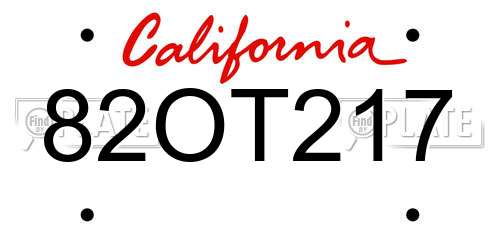82OT217 California License Plate