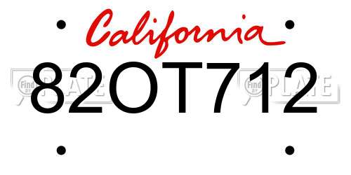 82OT712 California License Plate