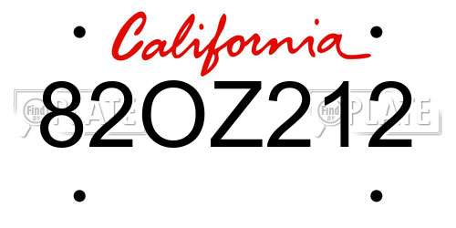 82OZ212 California License Plate