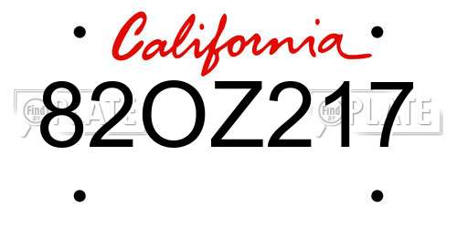 82OZ217 California License Plate