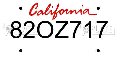 82OZ717 California License Plate