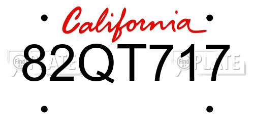 82QT717 California License Plate