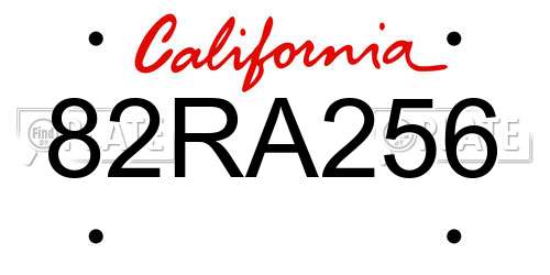 82RA256 California License Plate