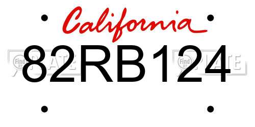 82RB124 California License Plate