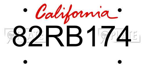 82RB174 California License Plate