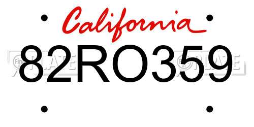 82RO359 California License Plate