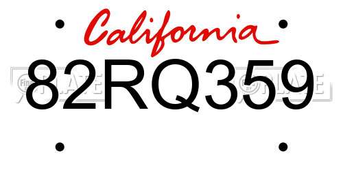 82RQ359 California License Plate