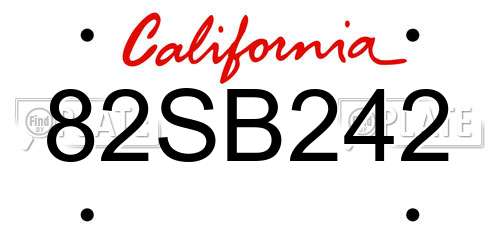 82SB242 California License Plate