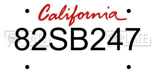 82SB247 California License Plate