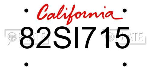 82SI715 California License Plate