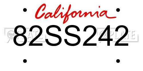 82SS242 California License Plate