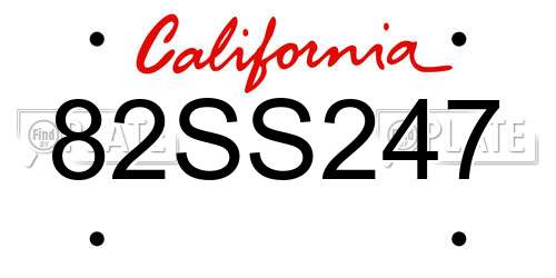 82SS247 California License Plate