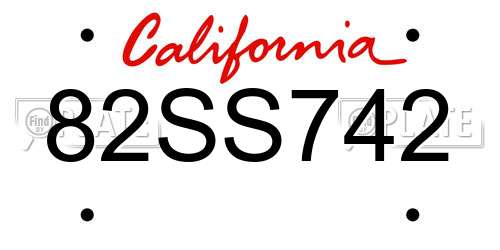 82SS742 California License Plate