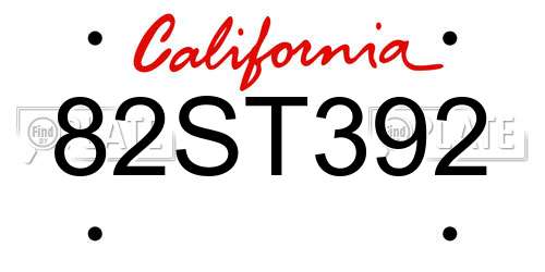 82ST392 California License Plate
