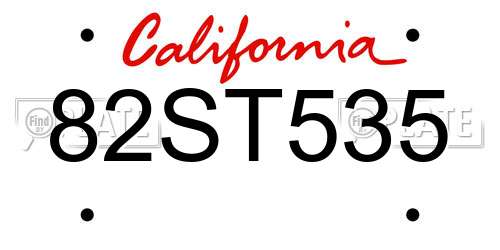 82ST535 California License Plate