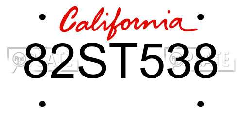 82ST538 California License Plate