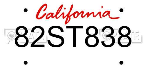 82ST838 California License Plate