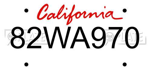 82WA970 California License Plate