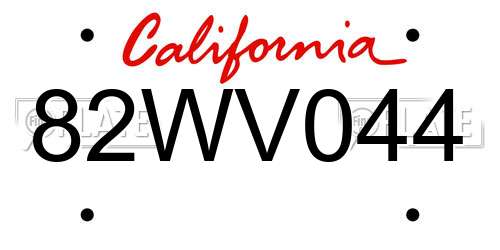 82WV044 California License Plate